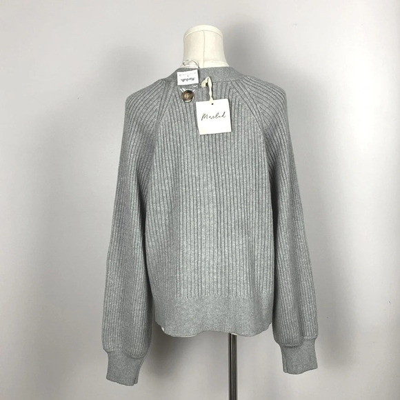 Marled Button Front Cardigan in Heather Grey size large - Picture 4 of 9